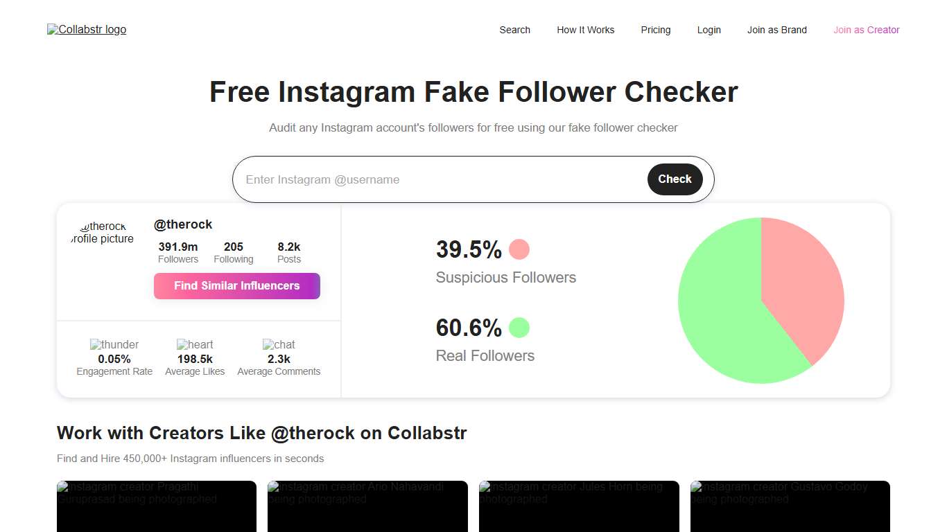 Free Instagram Fake Follower Checker | Collabstr